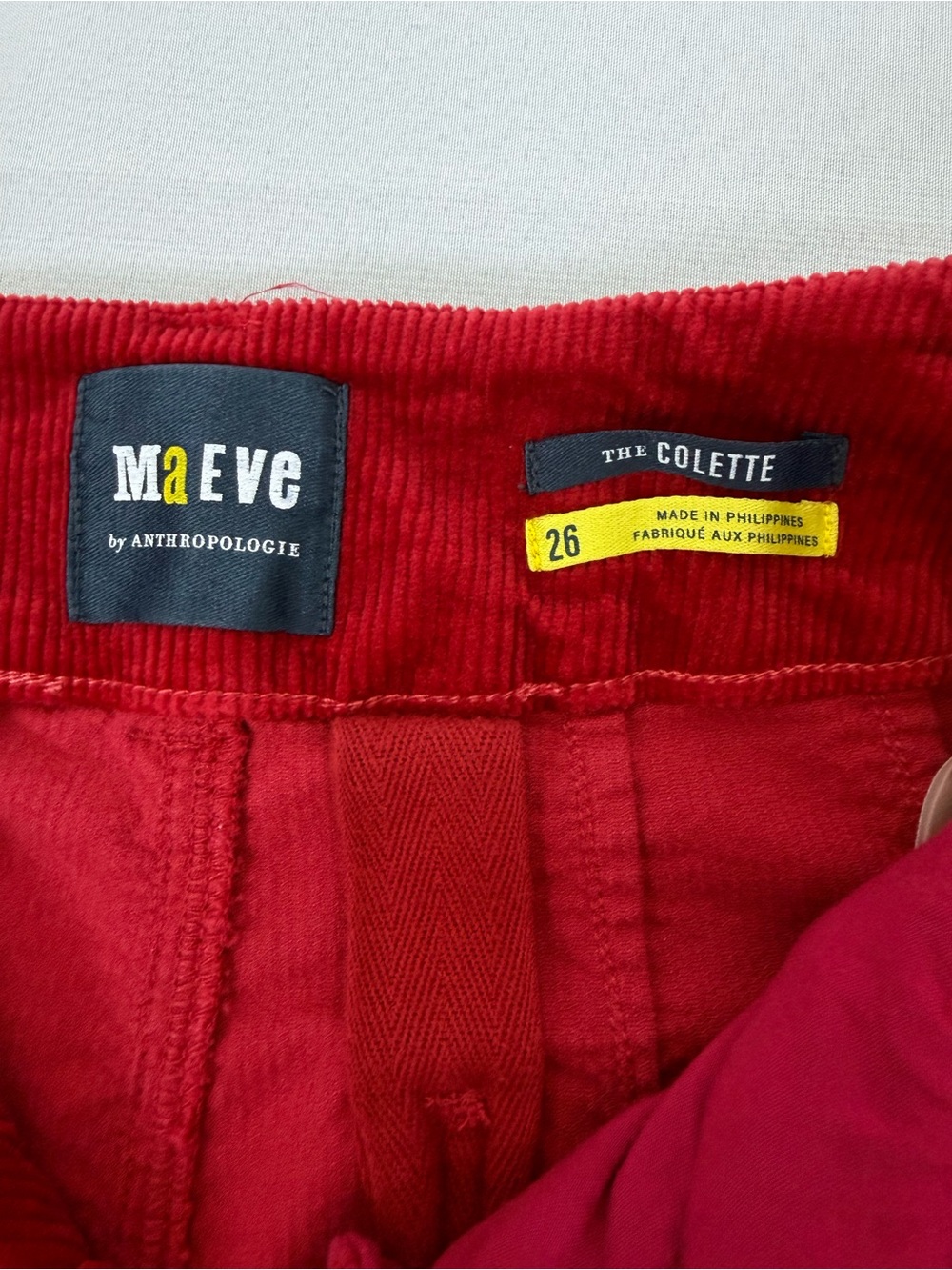 Maeve Anthropologie Red Corduroy Pants The Colette High Rise Wide Leg - Picture 3 of 10